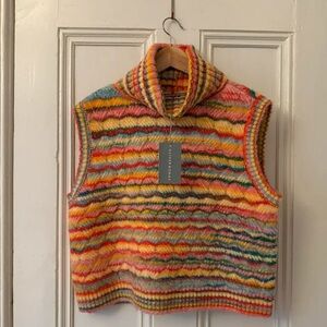 Multicolor Striped Cowl Neck Sweater Vest